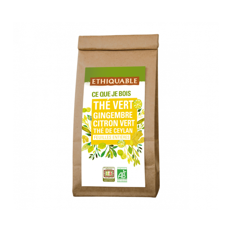 Thé vert gingembre citron (Ethiquable) 100g