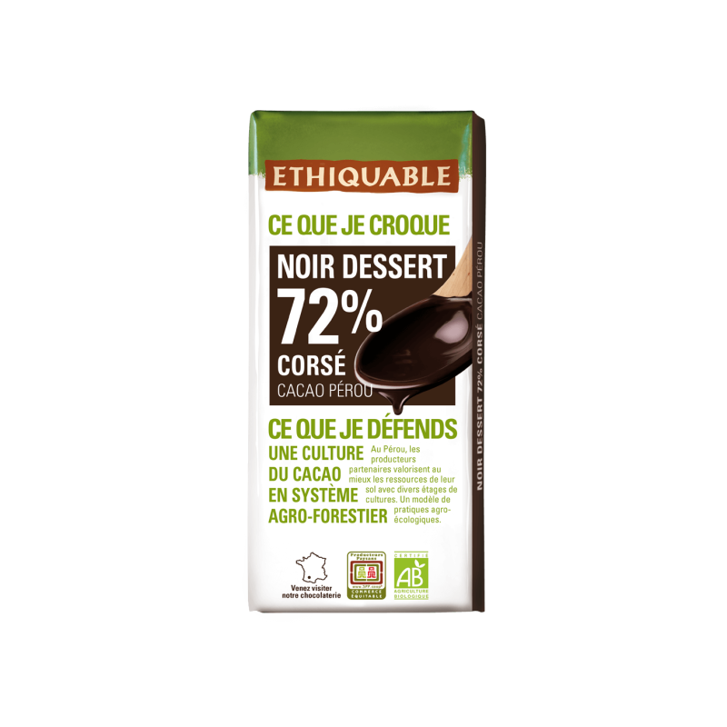 Chocolat dessert corsé 72% (Ethiquable) 200g